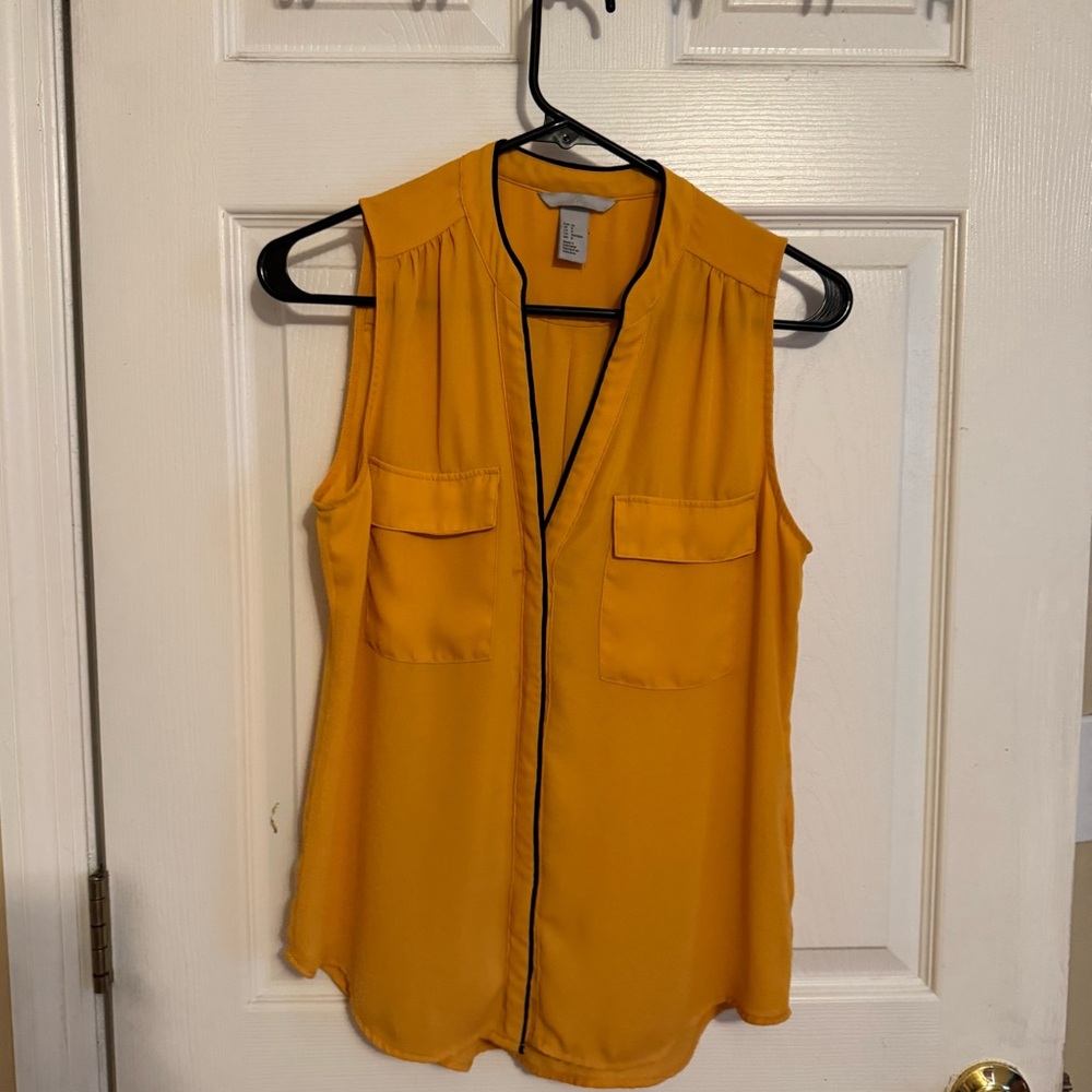 Size 8 sleeveless mustard color blouse